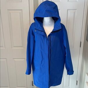Lands End Blue Hooded Waterproof Fleece-Insulated Squall Jacket Parka, Size LT